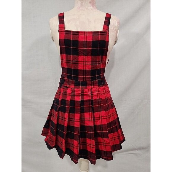 Love Tree Bib Style Plaid Pleated Skirt/Dress - Picture 1 of 8